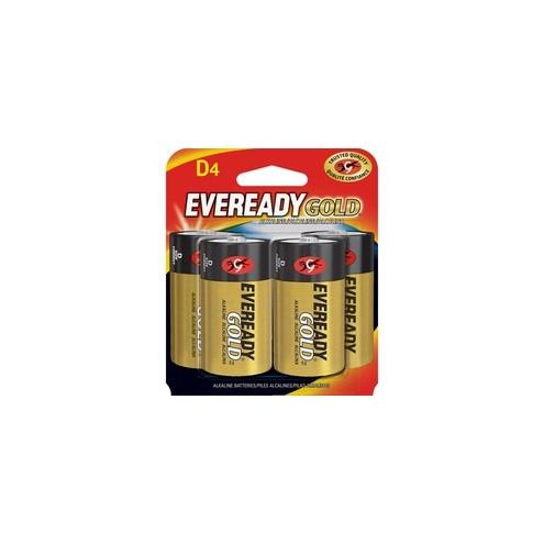 Eveready Gold Alkaline D Batteries - For Multipurpose - D - 1.5 V DC - 19500 mAh - Alkaline - 4 / Pack