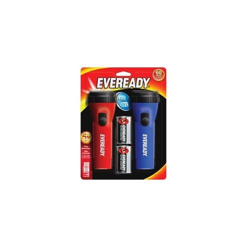 Eveready LED Economy Flashlight - D - PolypropyleneCasing - Blue, Red