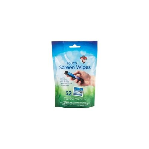 Dust-Off Electronics Screen Wipes - DTSW32 - For Multipurpose - Pouch - 32 / Pack - Blue