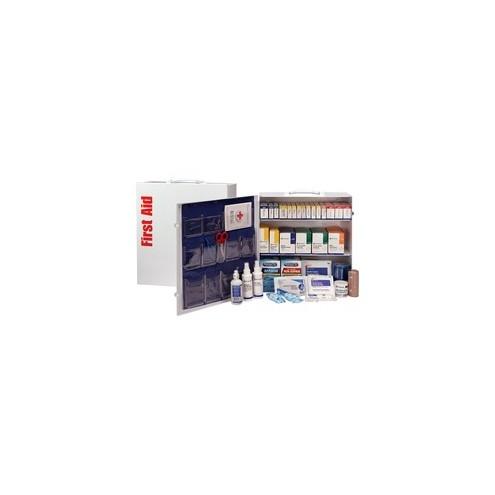First Aid Only 3-Shelf First Aid Cabinet with Medications - ANSI Compliant - 675 x Piece(s) For 100 x Individual(s) - 15.5" Height x 17" Width x 5.8" Depth - Steel Case - 1 Each