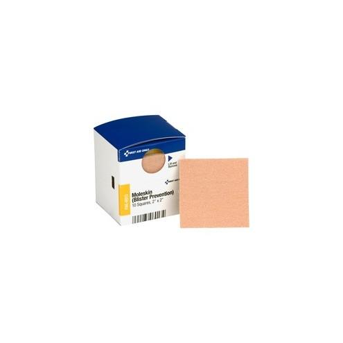 First Aid Only Moleskin/Blister Prevention Squares - 2" x 2" - 10/Box - Tan