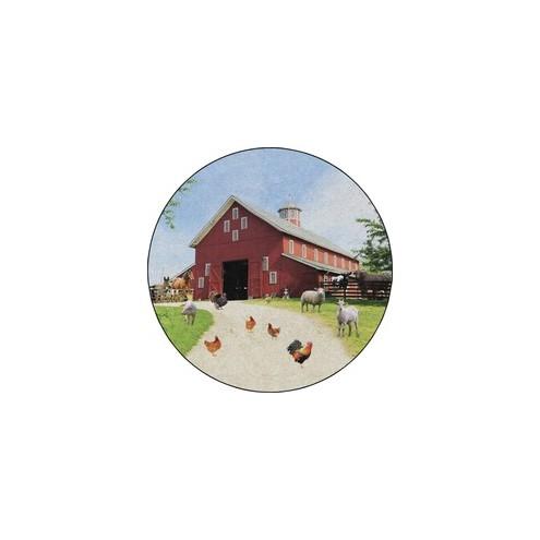 Flagship Carpets Barn Animals Classroom Rug - Floor Rug - 72" Length x 72" Width x 0.50" Thickness - Round - Multicolor - Yarn