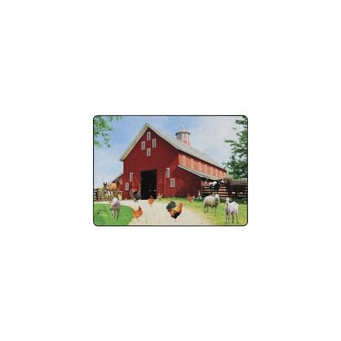 Flagship Carpets Barn Animals Classroom Rug - Floor Rug - 100" Length x 72" Width x 0.50" Thickness - Rectangle - Multicolor - Yarn