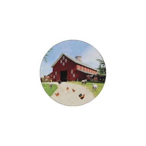 Flagship Carpets Barn Animals Classroom Rug - Floor Rug - 12 ft Length x 12 ft Width x 0.50" Thickness - Round - Multicolor - Yarn