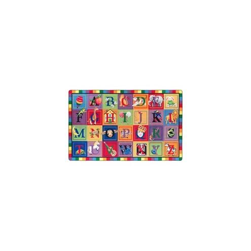 Flagship Carpets ABC Blocks Alphabet Rug - 12 ft Length x 90" Width - Multicolor - Nylon