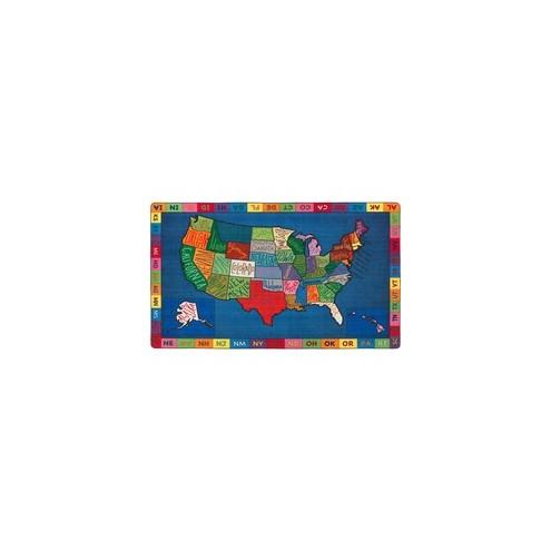 Flagship Carpets My America Doodle Map Rug - 12 ft Length x 90" Width - Multicolor - Nylon