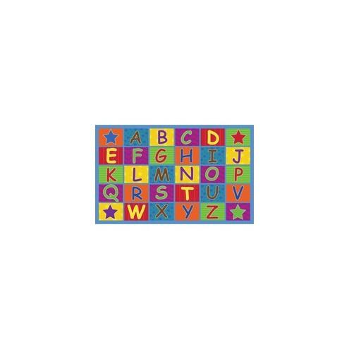 Flagship Carpets Cheerful Alphabet Classroom Rug - 12 ft Length x 90" Width x 0.50" Thickness - Rectangle - Multicolor