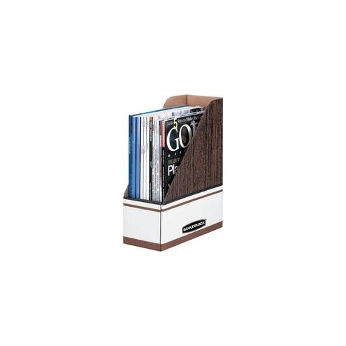 Bankers Box Magazine Files - Oversized Letter - Wood Grain, White - Cardboard