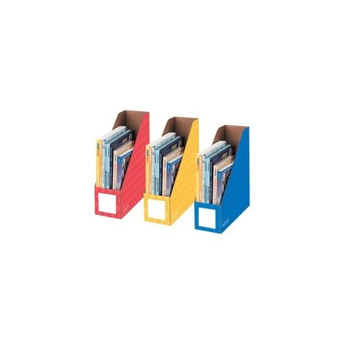 Bankers Box Magazine File Storage Holder - Yellow, Blue, Red - 3 / Pack