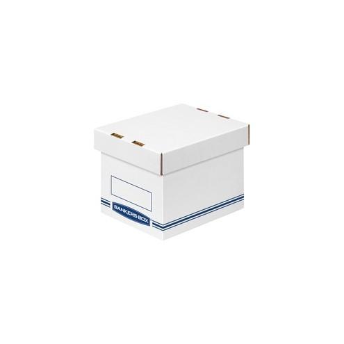 Bankers Box Organizers Storage Boxes - External Dimensions: 6.3" Width x 8.1" Depth x 6.5" Height - Medium Duty - Single/Double Wall - Stackable - White, Blue - For Storage - Recycled - 12 / Carton