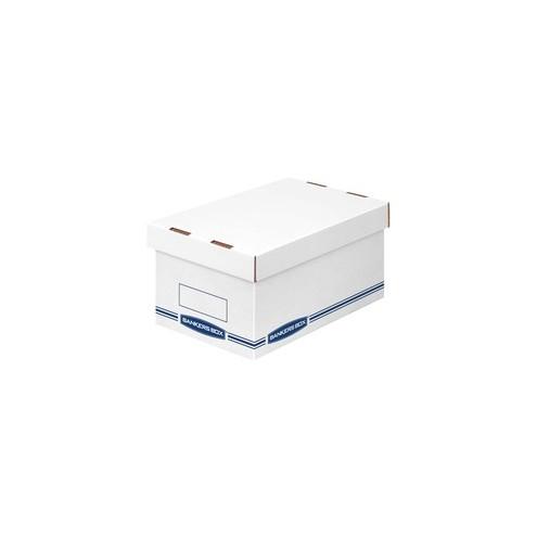 Bankers Box Organizers Storage Boxes - External Dimensions: 8.3" Width x 12.9" Depth x 6.5" Height - Medium Duty - Single/Double Wall - Stackable - White, Blue - For Storage - Recycled - 12 / Carton