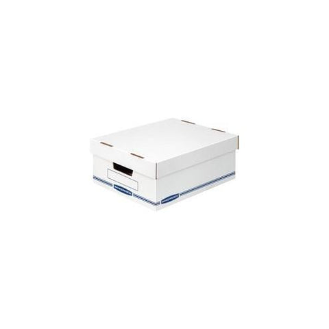 Bankers Box Organizers Storage Boxes - External Dimensions: 12.8" Width x 16.5" Depth x 6.5" Height - Medium Duty - Single/Double Wall - Stackable - White, Blue - For Storage - Recycled - 12 / Carton