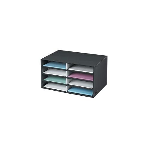 Fellowes Pinstripe Literature Sorter - Letter - Compartment Size 2.13" x 9" x 12" - 10.3" Height x 19.5" Width x 12.4" Depth - Desktop - Recycled - Gray, Black - 1Each