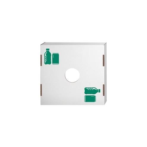 Bankers Box Waste and Recycling Bin Lids - Bottles/Cans - Rectangular - Corrugated Paper - 10 / Carton - White, Green