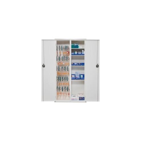 FireKing Key Lock Medical Storage Cabinet - 36" x 15.2" x 72.1" - Anti-theft, Divider, Key Lock, Hanging Rail - Arctic White - Steel