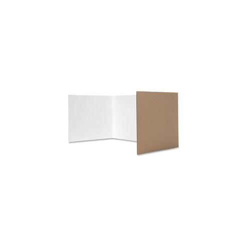 Flipside 12 x 48 Tri-fold Study Carrel - 48" Width x 12" Height48" Length - Corrugated - White