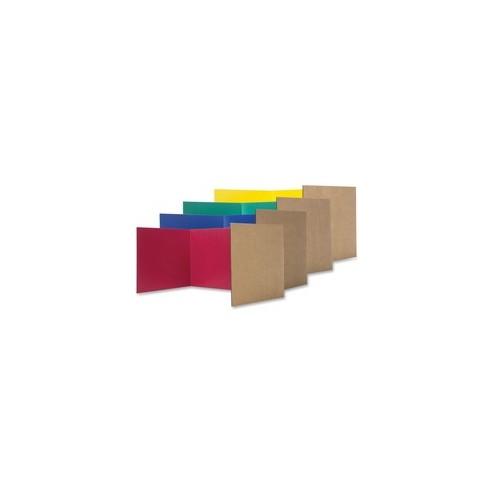 Flipside Color Tri-fold Study Carrel - 48" Width x 12" Height48" Length - Corrugated - Red, Blue, Green, Yellow