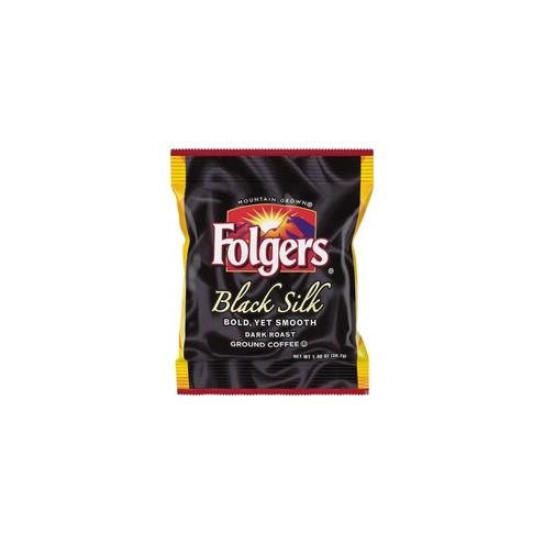 Folgers&reg; Black Silk Ground Coffee Fraction Pack Ground - Regular - Black Silk - Dark/Bold/Smooth - 1.4 oz - 42 / Carton