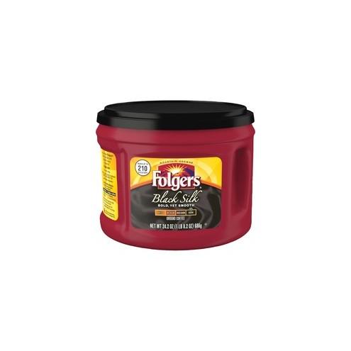 Folgers&reg; Black Silk Dark Ground Coffee Ground - Regular - Black Silk - Dark - 24.2 oz Per Canister - 1 Each