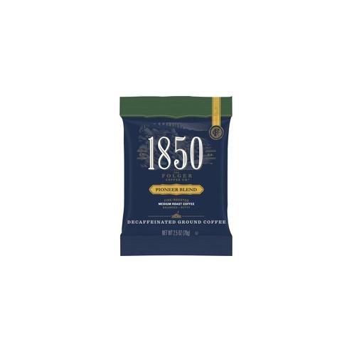 Folgers&reg; 1850 Pioneer Blend Decaf Ground Coffee Pouches - Decaffeinated - Arabica, Nut, Pioneer - 2.5 oz - 24 / Carton