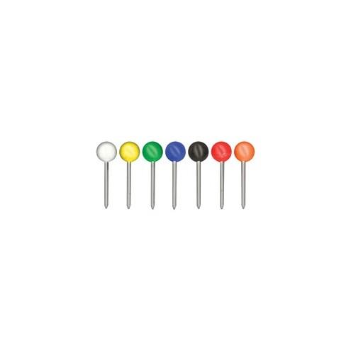 Gem Office Products Round Head Map Tacks - 0.18" Head - 100 / Box - Assorted - Steel