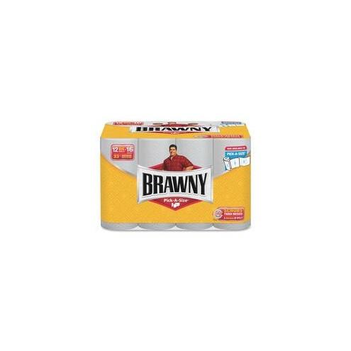 Georgia-Pacific Brawny Paper Towels - 2 Ply - 102 Sheets/Roll - White - Paper - Soft, Strong, Absorbent - 12 / Pack