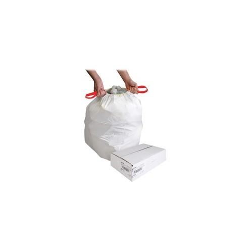 Genuine Joe White Flex Drawstring Trash Liners - Small Size - 13 gal - 24" Width x 25.13" Length x 0.90 mil (23 Micron) Thickness - Low Density - White - Resin - 60/Box