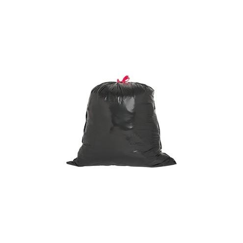 Genuine Joe Black Flex Drawstring Trash Liners - Medium Size - 30 gal - 30" Width x 32" Length x 1.05 mil (27 Micron) Thickness - Low Density - Black - Resin