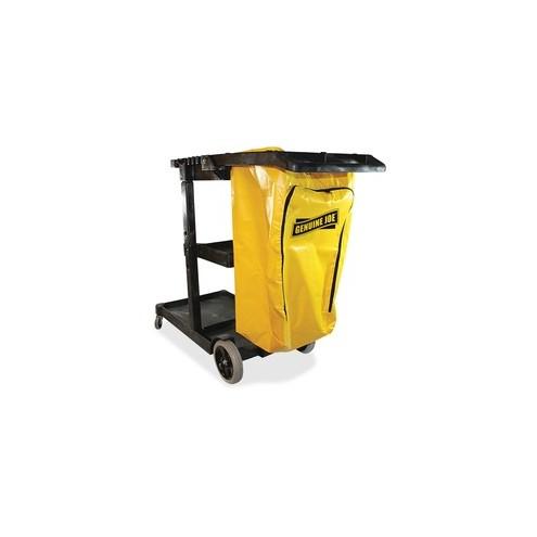 Genuine Joe Workhorse Janitor's Cart - x 40" Width x 20.5" Depth x 38" Height - Charcoal, Yellow - 1 Each