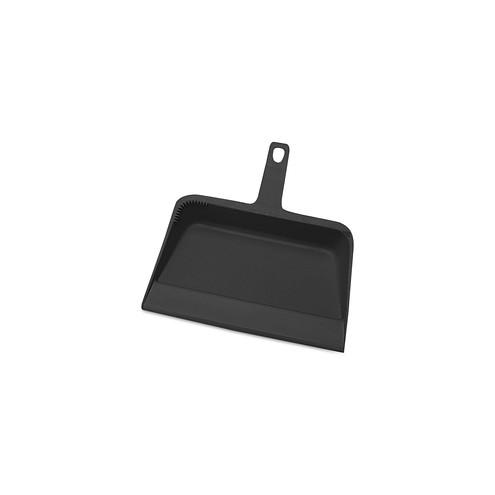 Genuine Joe Heavy-duty Plastic Dust Pan - 12" Wide - Plastic - Black - 12 / Carton