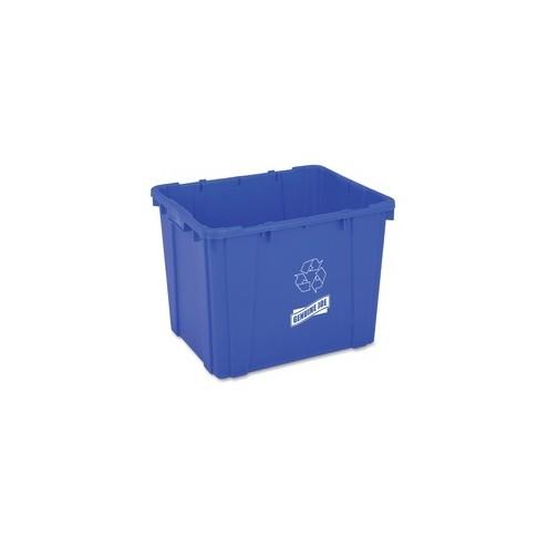 Genuine Joe 14-Gallon Recycling Bin - 14 gal Capacity - Rectangular - Yes - 14.5" Height x 19.5" Width x 15.4" Depth - Plastic - Blue