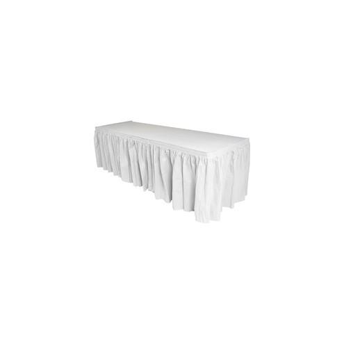 Genuine Joe Nonwoven Table Skirts - 14 ft Length x 29" Width - Adhesive Backing - Polyester - White - 6 / Carton