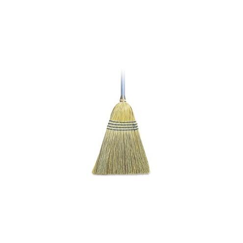 Genuine Joe Light Duty Broom - Corn Fiber Bristle - Lacquered Wood Handle - 12 / Carton