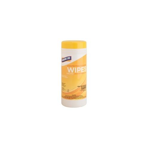 Genuine Joe Lemon Scent Disinfecting Cleaning Wipes - Wipe - Lemon Scent - 6" Width x 8" Length - 35 / Canister - 35 / Each - White