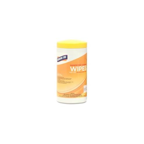 Genuine Joe Lemon Scent Disinfecting Cleaning Wipes - Wipe - Lemon Scent - 6" Width x 8" Length - 80 / Canister - 12 / Carton - White