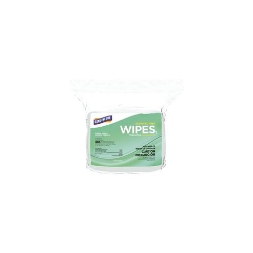 Genuine Joe Disinfecting Cleaning Wipes - Ready-To-Use Wipe - 800 / Bag - White