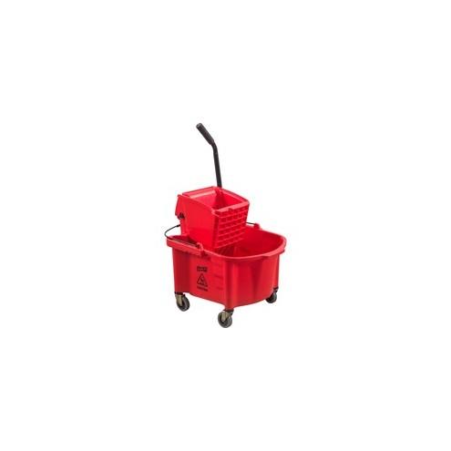 Genuine Joe Splash Shield Mop Bucket/Wringer - 26 quart - Plastic - Red - 1 Each