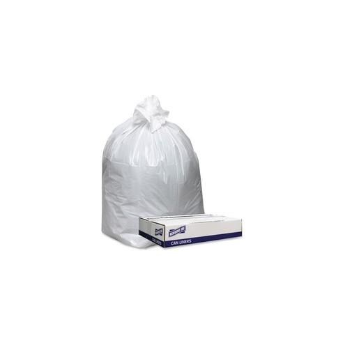 Genuine Joe Extra Heavy-duty White Trash Can Liners - 38" Width x 58" Length x 0.90 mil (23 Micron) Thickness - Low Density - White - 100/Carton - Can, Waste Disposal