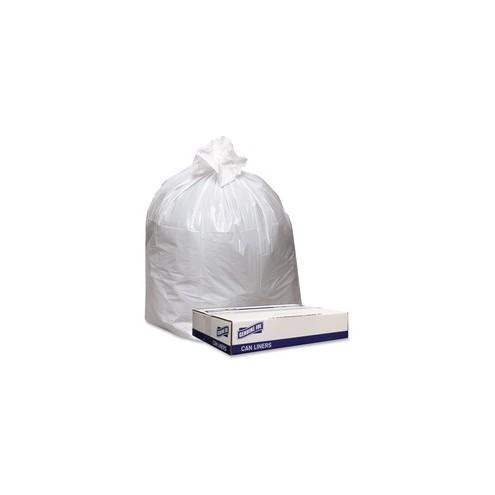 Genuine Joe Extra Heavy-duty White Trash Can Liners - 40" Width x 46" Length x 0.90 mil (23 Micron) Thickness - Low Density - White - 100/Carton - Industrial Trash