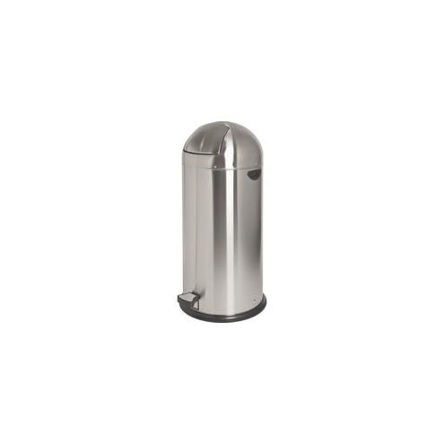 Genuine Joe 13.5 Gallon Pedal Receptacle Bin - 13.50 gal Capacity - 37.4" Height x 17.5" Diameter - Steel - Stainless Steel