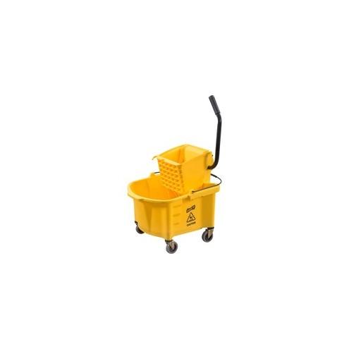 Genuine Joe Splash Shield Mop Bucket/Wringer - 26 quart - Black, Yellow - 1 Each