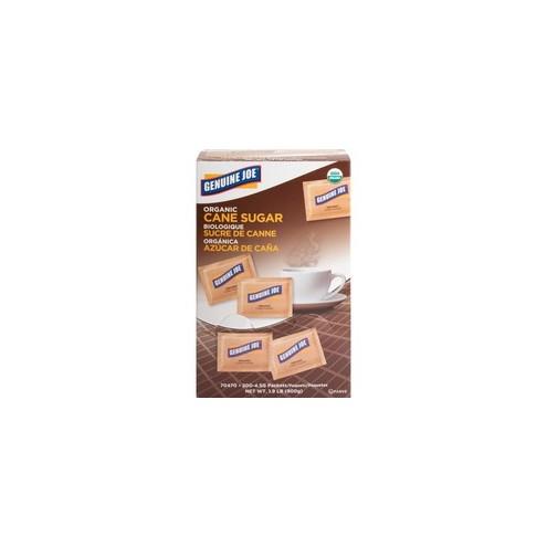 Genuine Joe Turbinado Natural Cane Sugar Packets - 0 lb (0.2 oz) - Molasses Flavor - Natural Sweetener - 200/Box