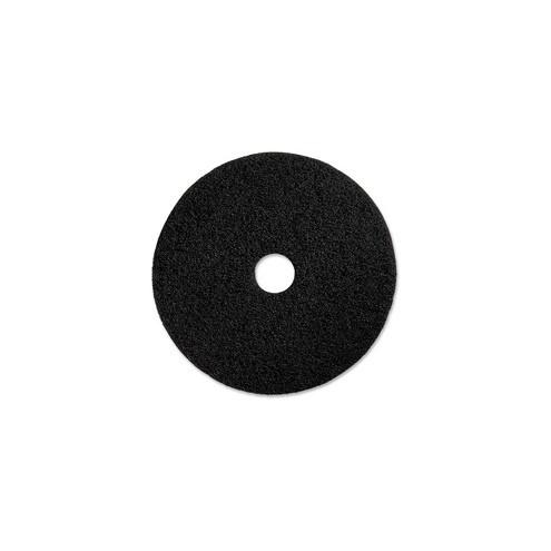 Genuine Joe Black Floor Stripping Pad - 19" Diameter - 5/Carton x 19" Diameter x 1" Thickness - Fiber - Black