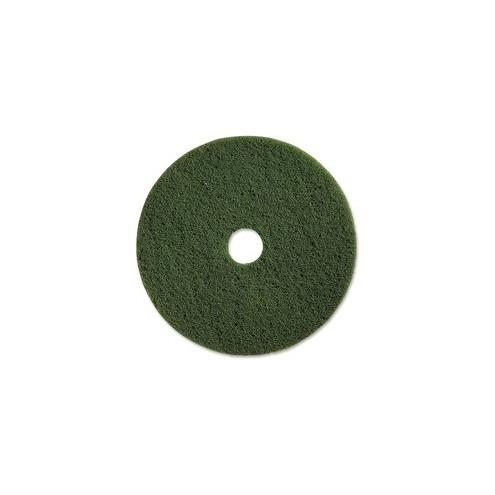 Genuine Joe 17" Scrubbing Floor Pad - 17" Diameter - 5/Carton x 17" Diameter x 1" Thickness - Fiber - Green