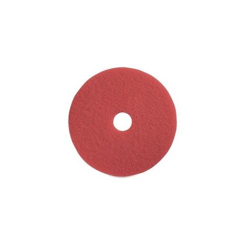 Genuine Joe Red Buffing Floor Pad - 15" Diameter - 5/Carton x 15" Diameter x 1" Thickness - Fiber - Red