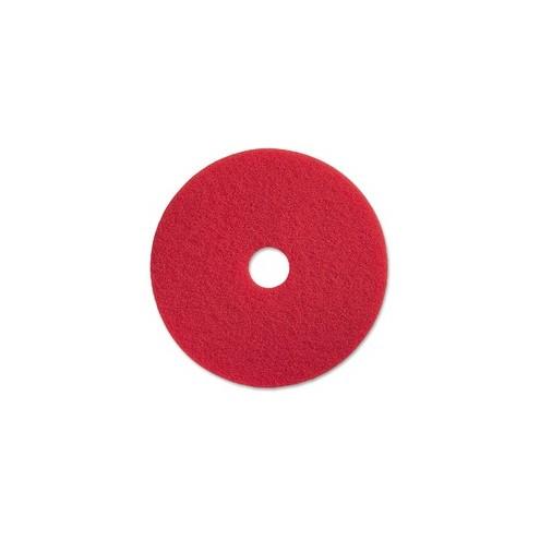 Genuine Joe Red Buffing Floor Pad - 17" Diameter - 5/Carton x 17" Diameter x 1" Thickness - Fiber - Red