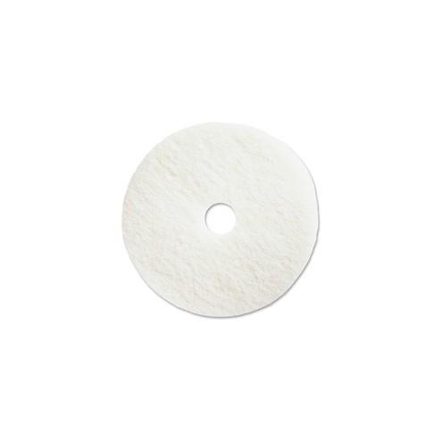 Genuine Joe Polishing Floor Pad - 16" Diameter - 5/Carton x 16" Diameter x 1" Thickness - Resin, Fiber - White