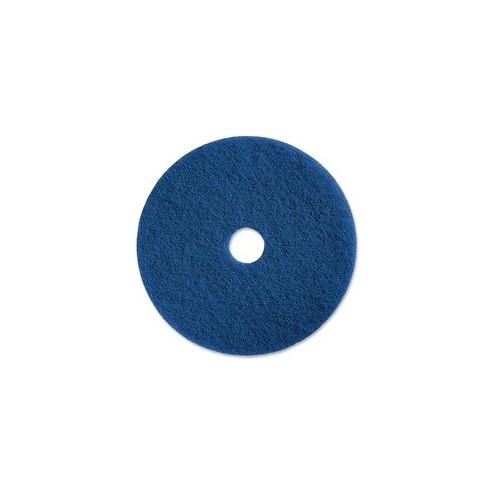Genuine Joe Medium-duty Scrubbing Floor Pad - 13" Diameter - 5/Carton x 13" Diameter x 1" Thickness - Resin, Fiber - Blue