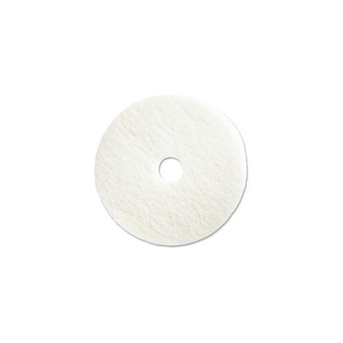 Genuine Joe 20" Super White Floor Pad - 20" Diameter - 5/Carton x 20" Diameter x 1" Thickness - Fiber - White