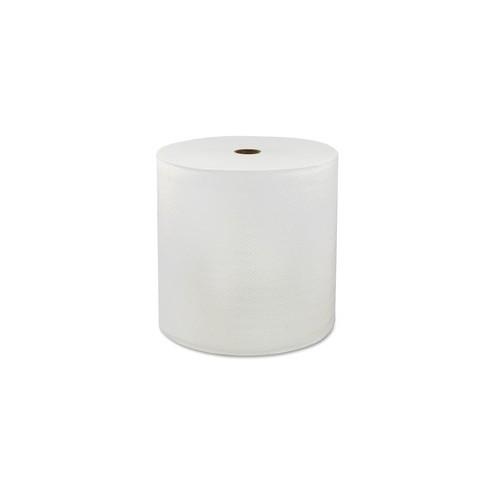 Genuine Joe Solutions 1-ply Hardwound Towels - 1 Ply - 7" x 600 ft - White - Virgin Fiber - Embossed, Absorbent, Soft, Chlorine-free - 6 / Carton